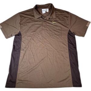 UPS WearGuard Uniform Polo Shirt Mens Large Brown Short Sleeve Work High Vis